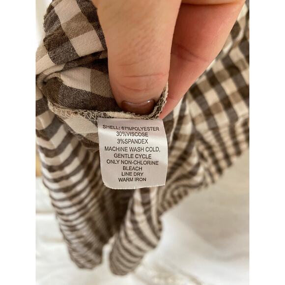 House of Harlowe 1960 Brown Gingham Check Ruched Sheath Midi Slip Dress - L - Picture 13 of 16